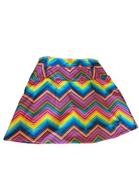 Colorful Chevron A-Line Skort - Rainbow Multicolor Sx XS